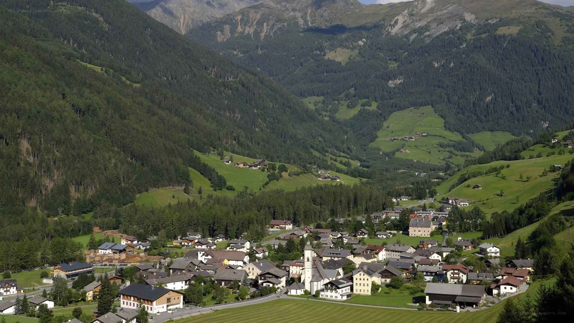 village in alpine valley