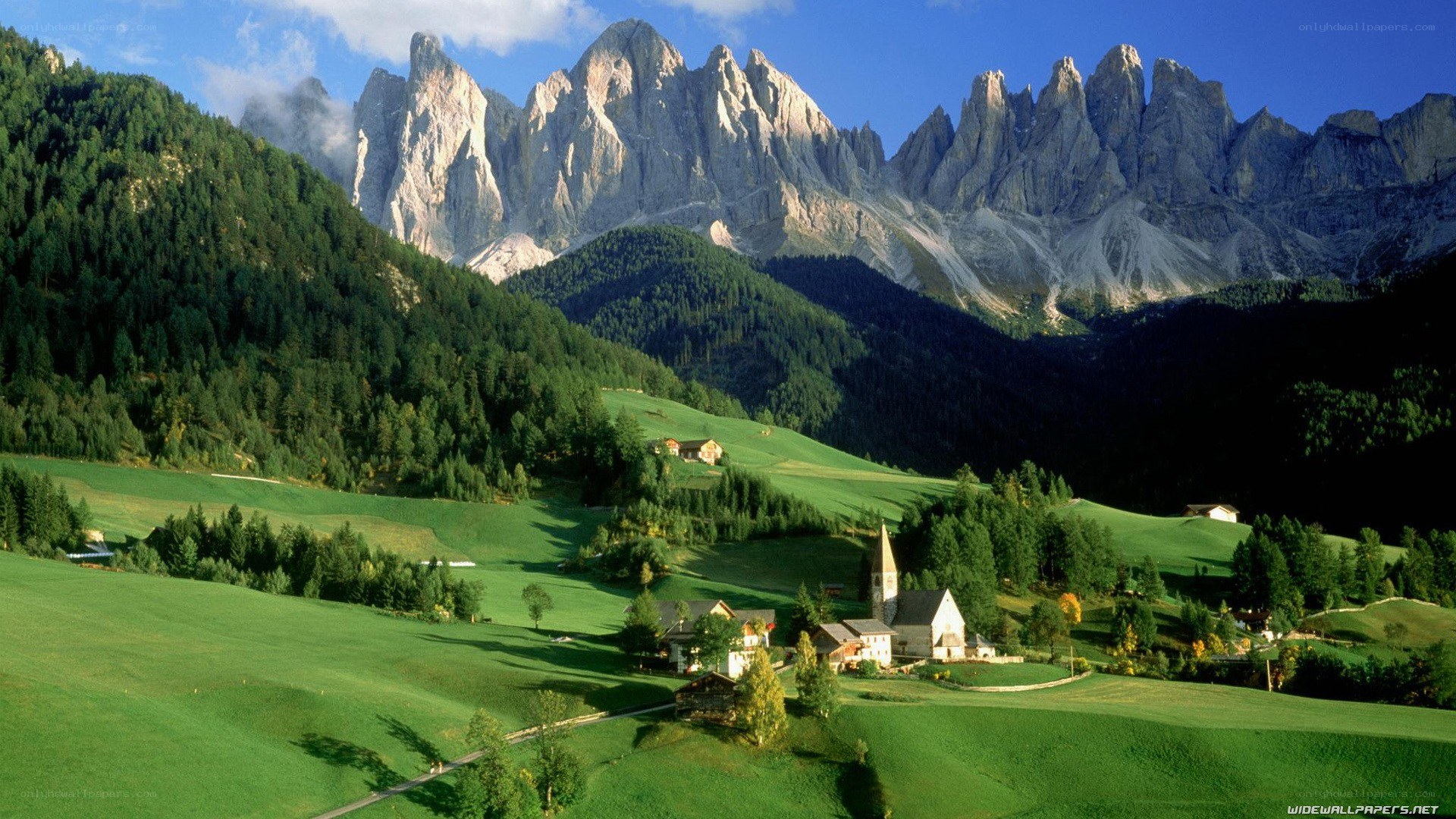 village in alpine valley