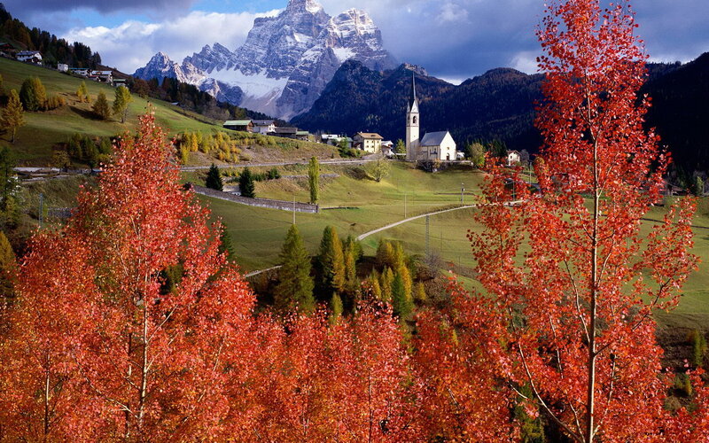 Village in Alpine Valley — Red