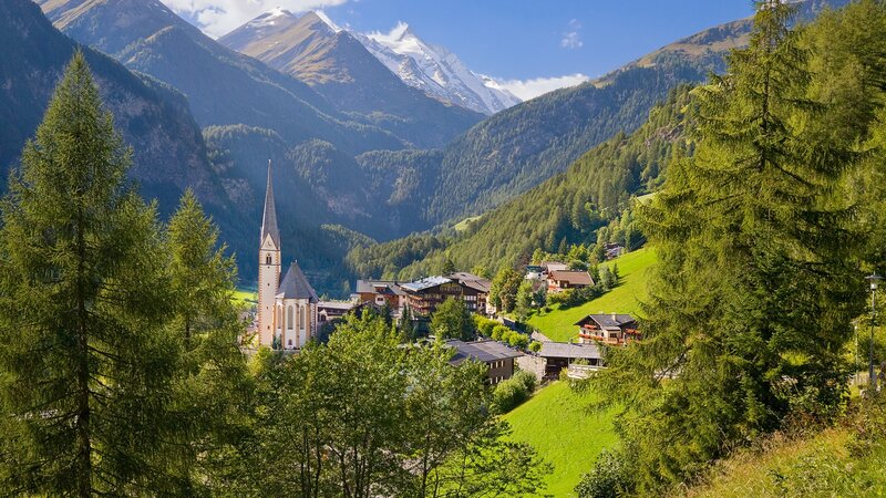 Village in Alpine Valley — Trees