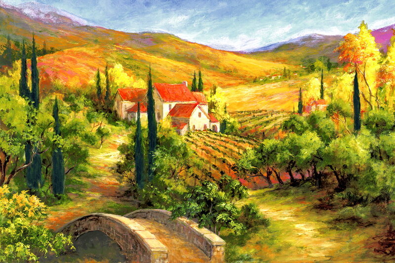 Village in Autumn Hills — Yellow