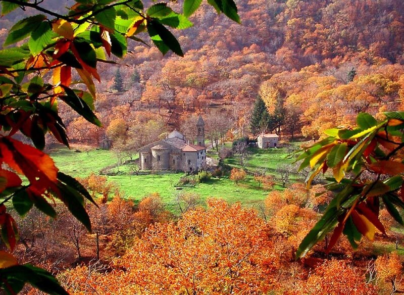 Village in Autumn Valley — Orange, Serene