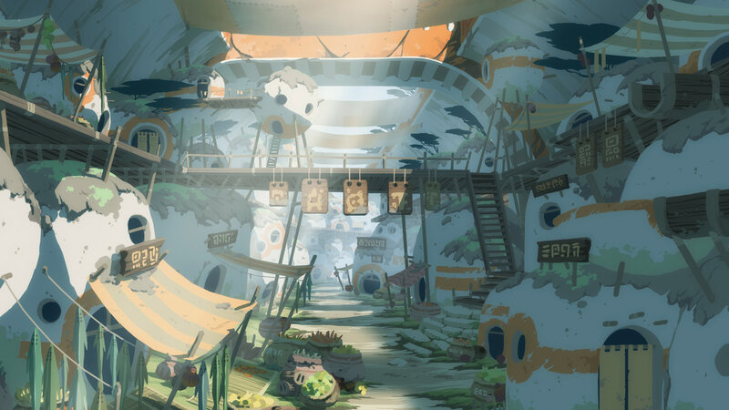 Village in Cave — Blue