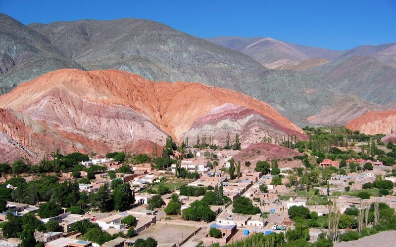 Village in Colorful Mountains — Red