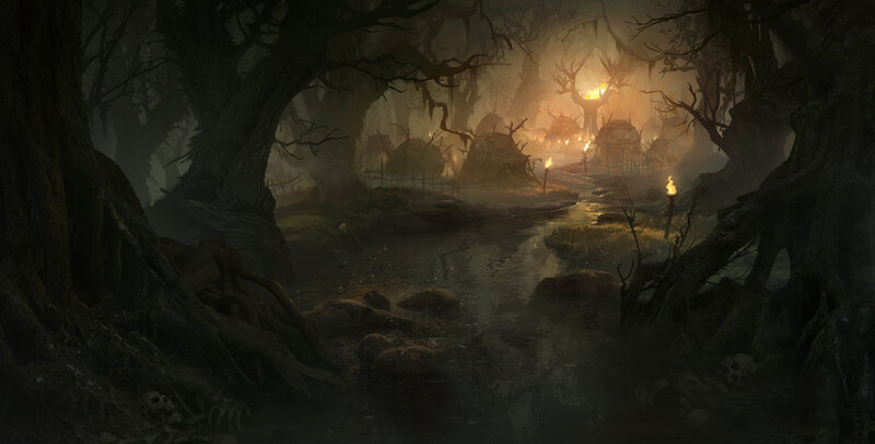 Village in Dark Forest — Dark Green