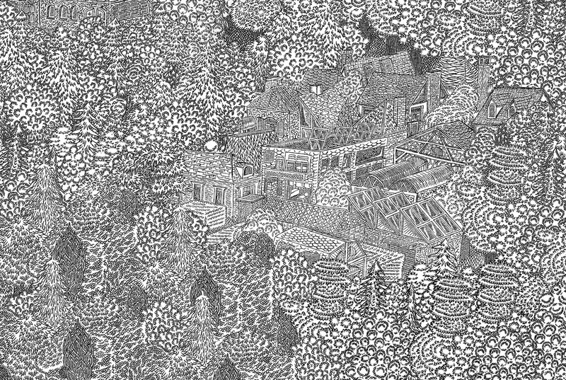 village in dense forest