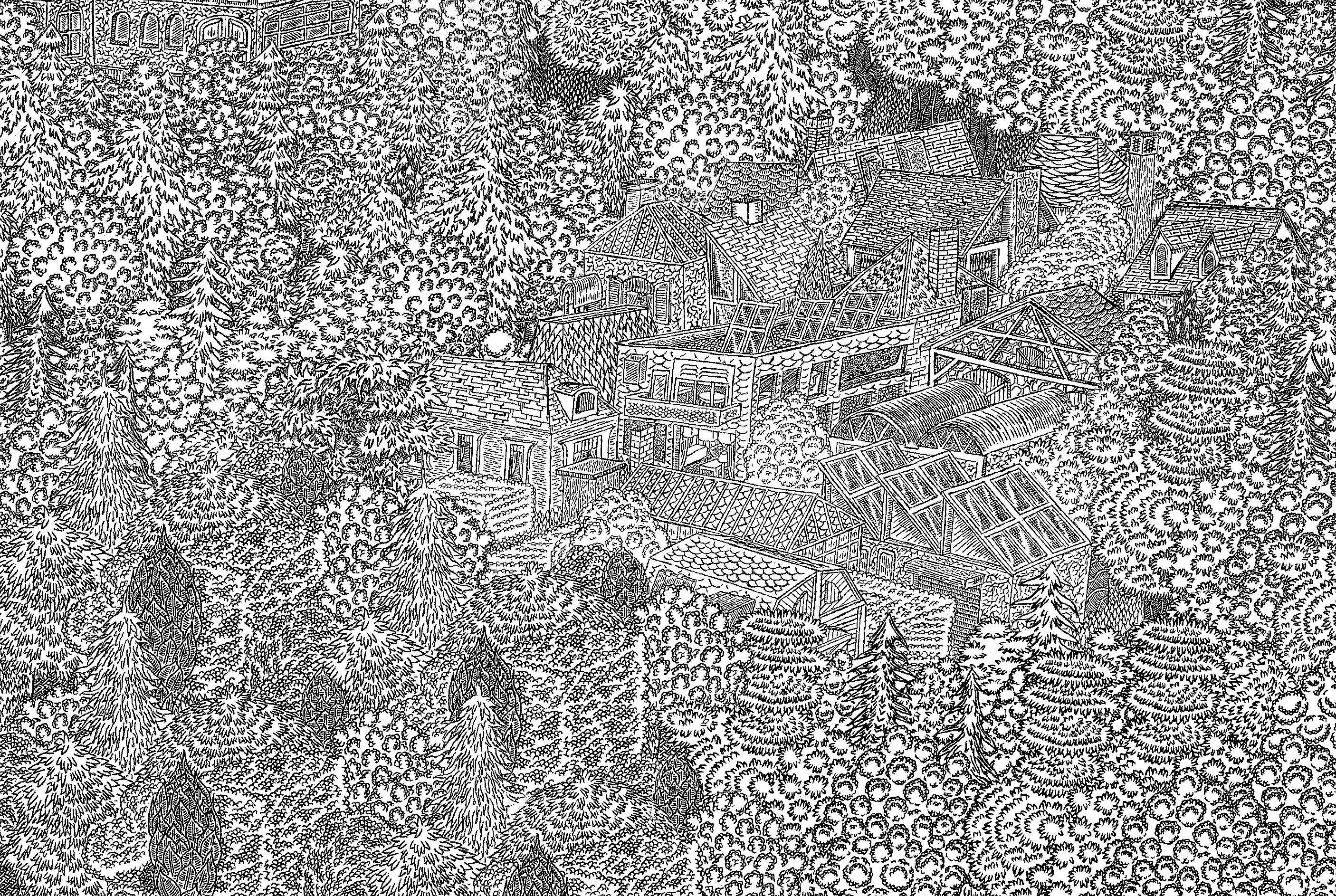village in dense forest
