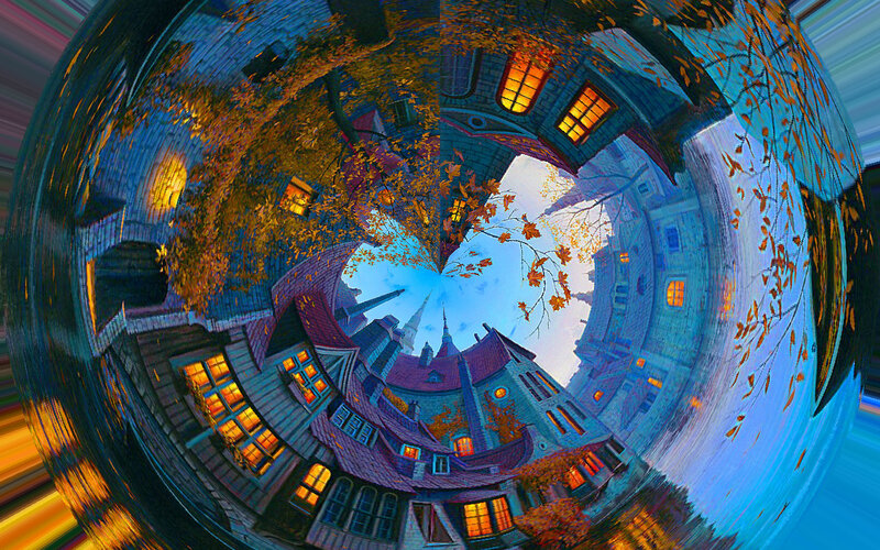 Village in Fish-eye View