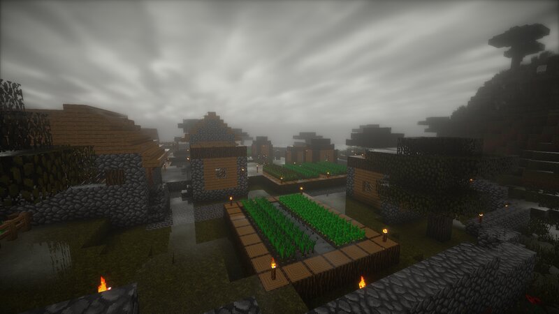 Village in Fog — Gray