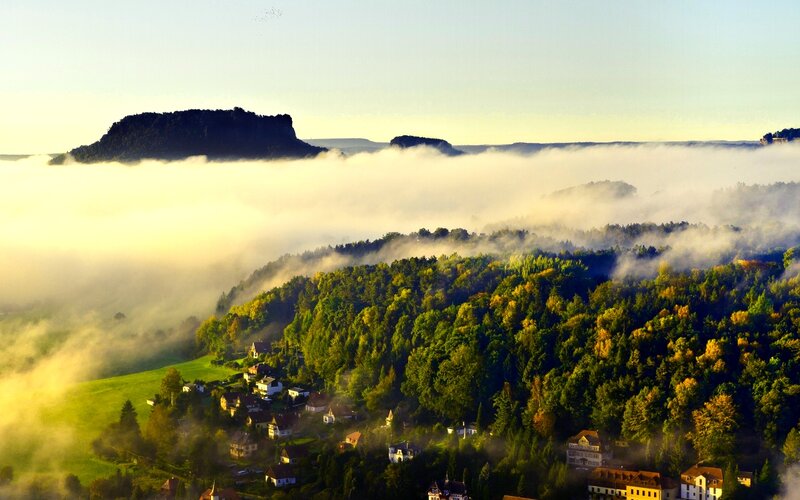 Village in Foggy Valley