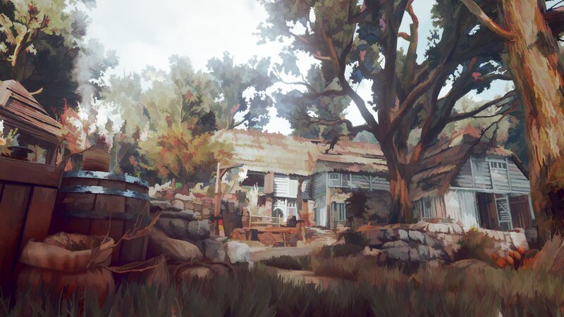 Village in Forest — Green