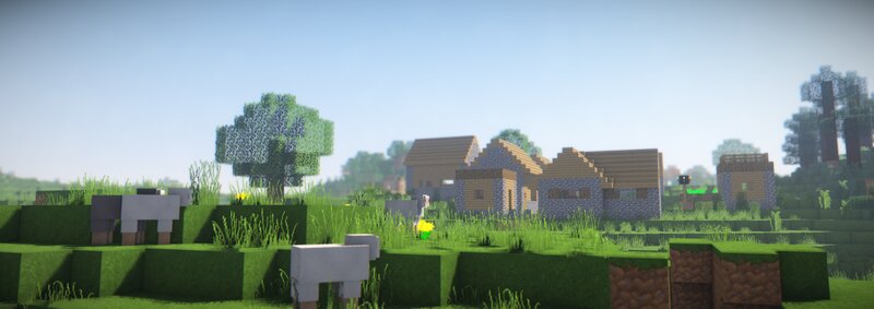 Village in Grassy Field