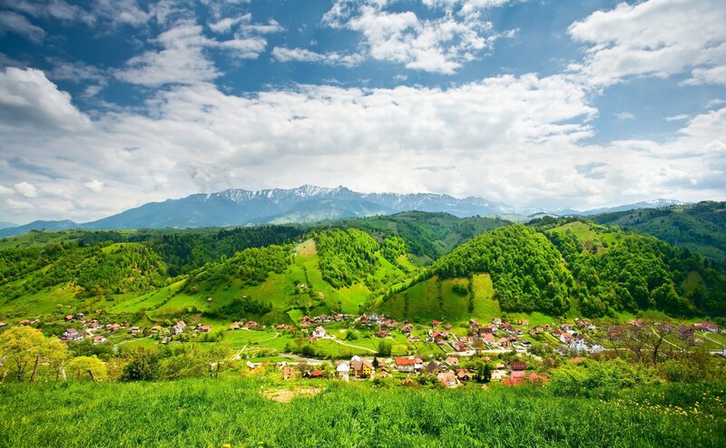 Village in green mountains