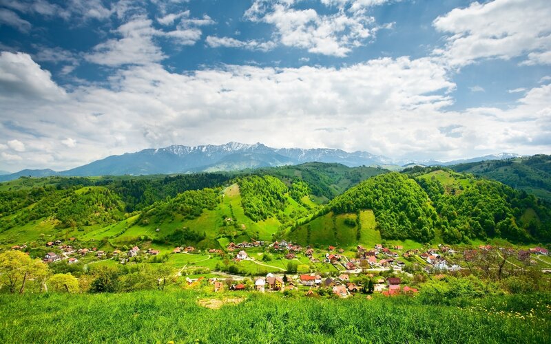 Village in green mountains