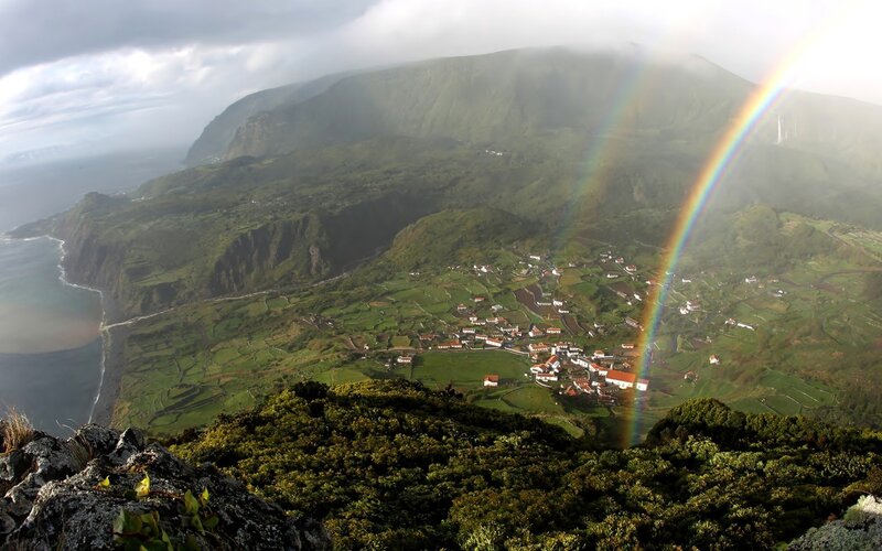 Village in Green Valley — Dramatic, Afternoon, Photograph