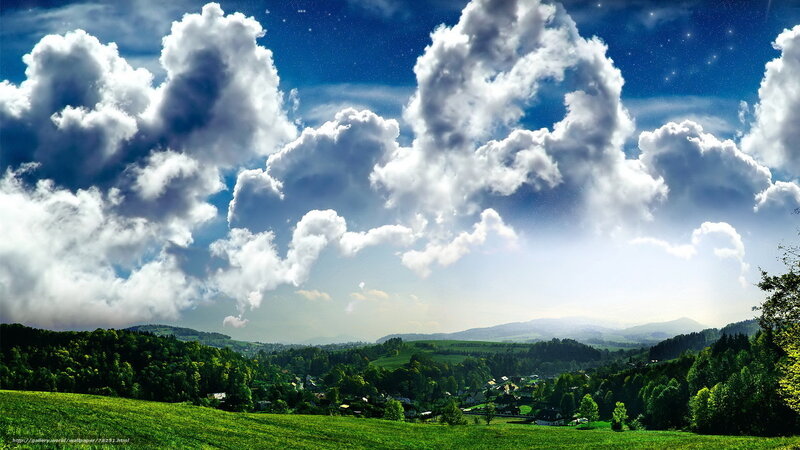 Village in Green Valley — Dramatic