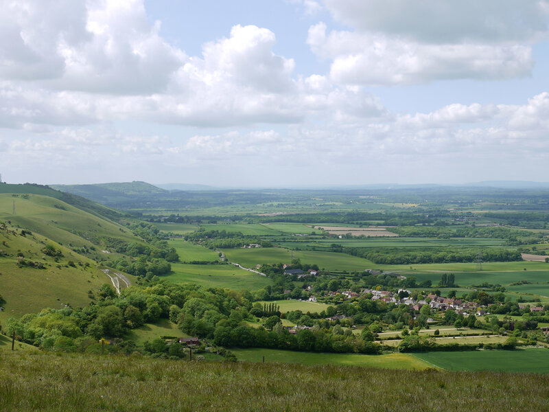 Village in Green Valley — Serene, Afternoon, Photograph