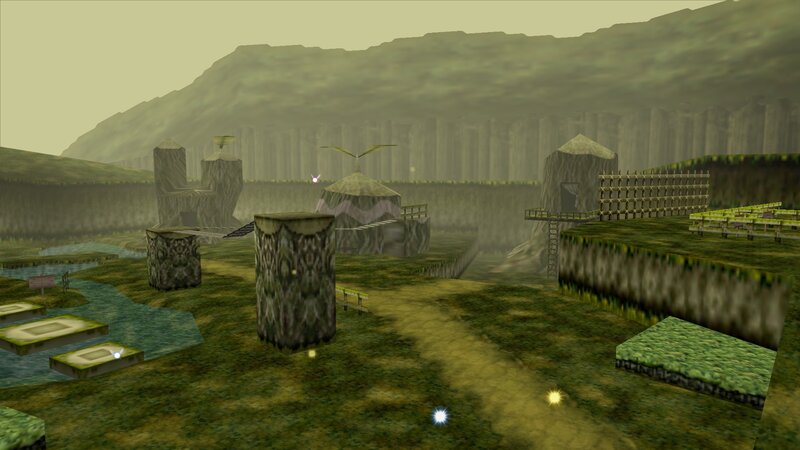 Village in Misty Valley — Green, 3d Render