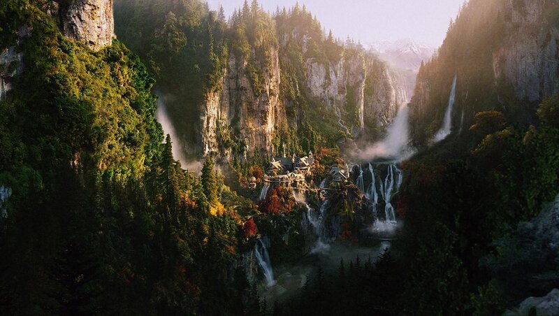 Village in Mountain Canyon — Green