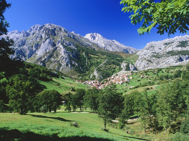 Village in mountain valley