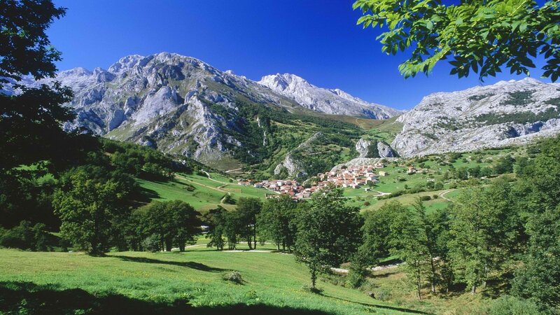 Village in mountain valley
