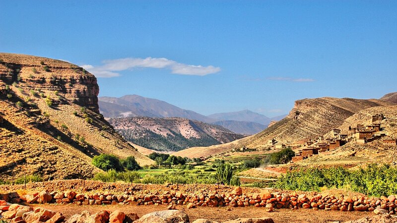 village in mountain valley