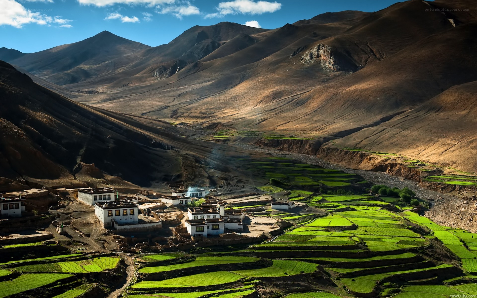 Village in mountain valley
