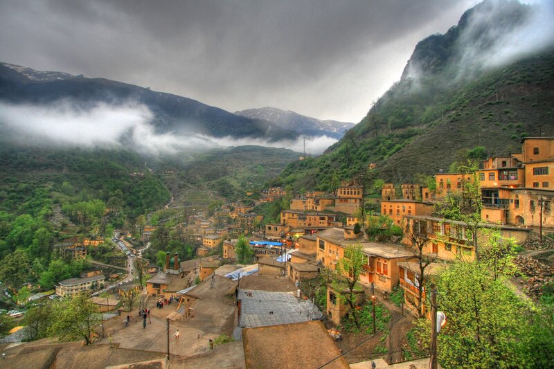 Village in mountain valley