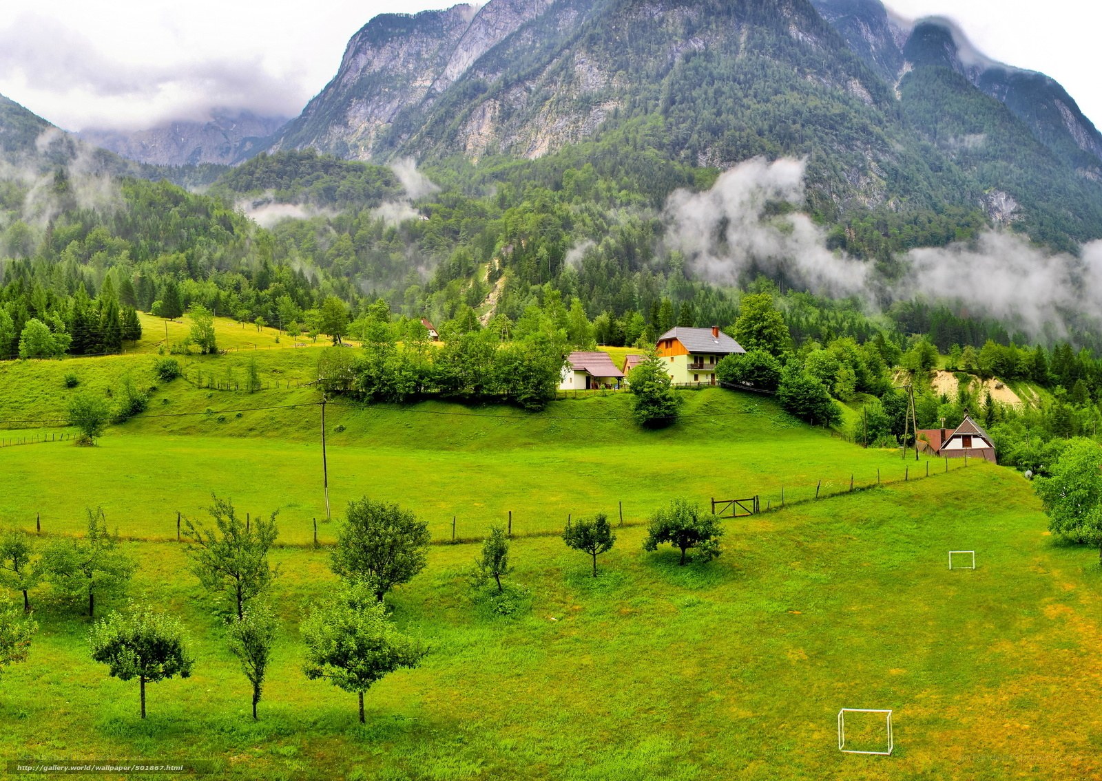 Village in mountain valley