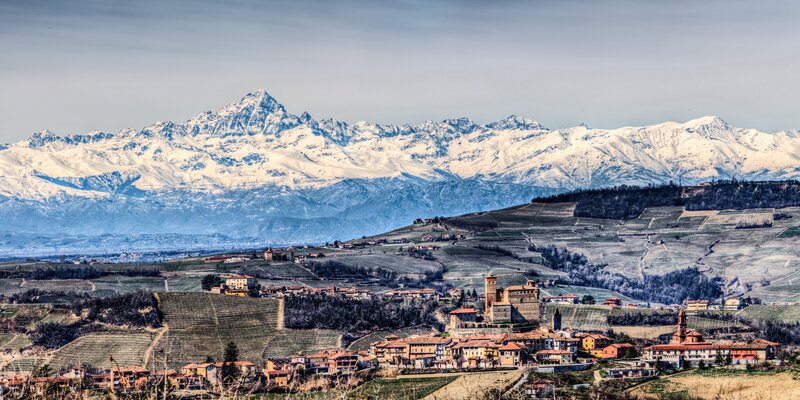 Village in Mountain Valley — Blue, Serene, Winter