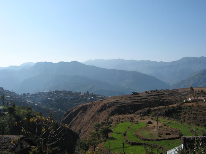 Village in Mountain Valley — Blue