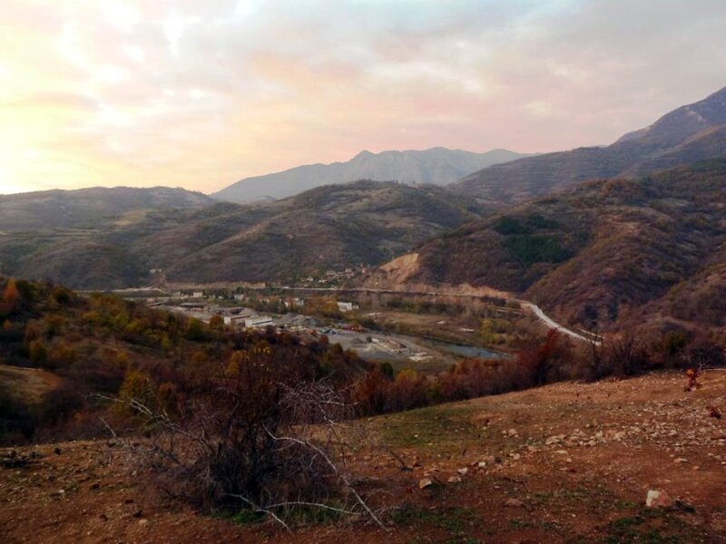Village in Mountain Valley — Brown, Serene, Sunset