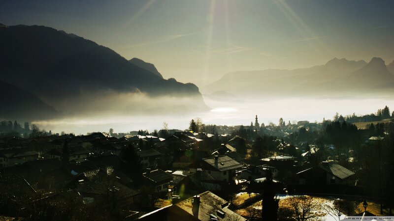 Village in Mountain Valley — Gray, Serene