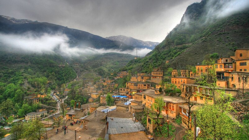 Village in Mountain Valley — Green, Dramatic, Spring