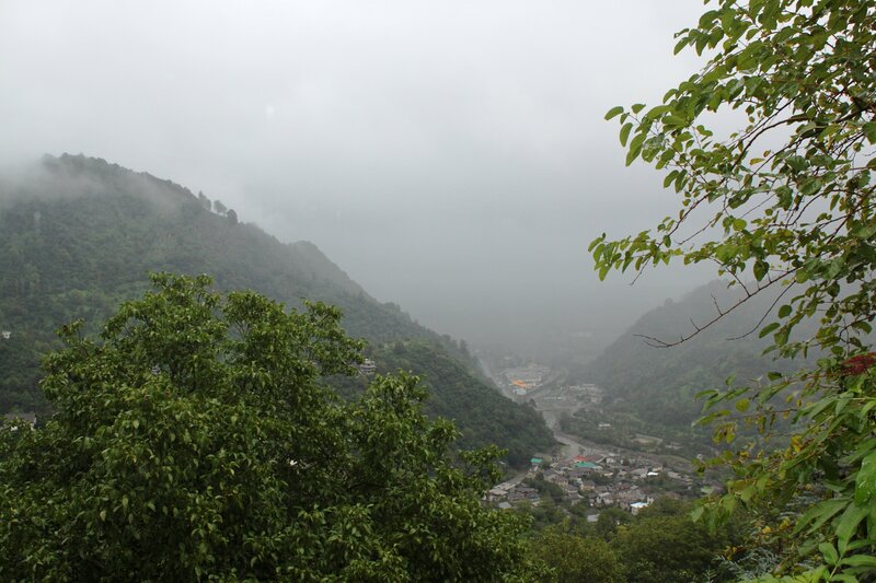 Village in Mountain Valley — Green, Misty