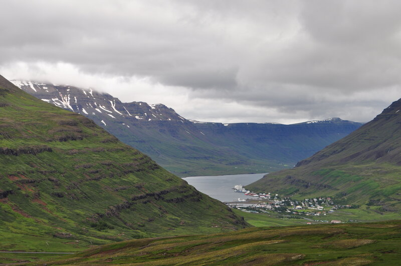 Village in Mountain Valley — Green, Overcast