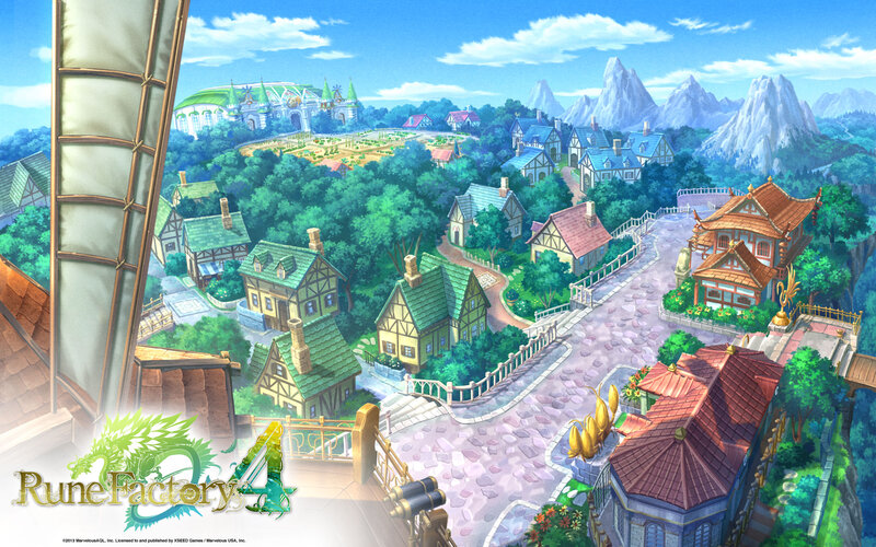 Village in Mountain Valley — Green, Serene, Afternoon, Digital Art, Mountains, Castle