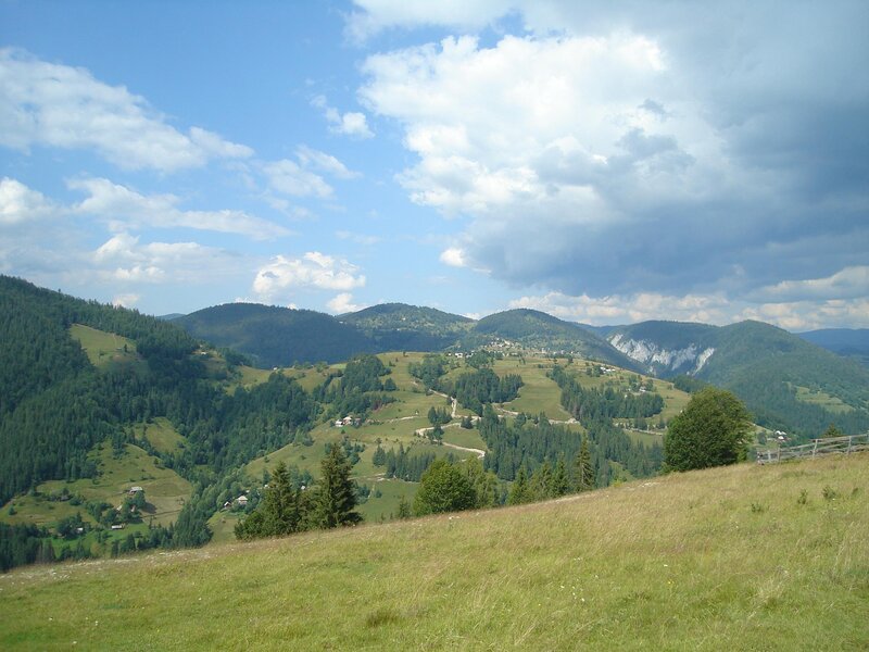 Village in Mountain Valley — Green, Serene, Afternoon, Photograph, Hills, Trees
