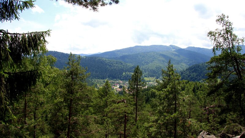 Village in Mountain Valley — Green, Serene, Afternoon, Photograph, Trees, Mountains