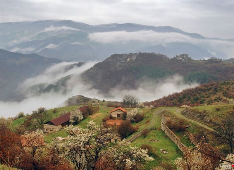 Village in Mountain Valley — Green, Serene, Spring