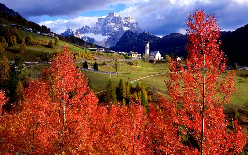 Village in Mountain Valley — Red