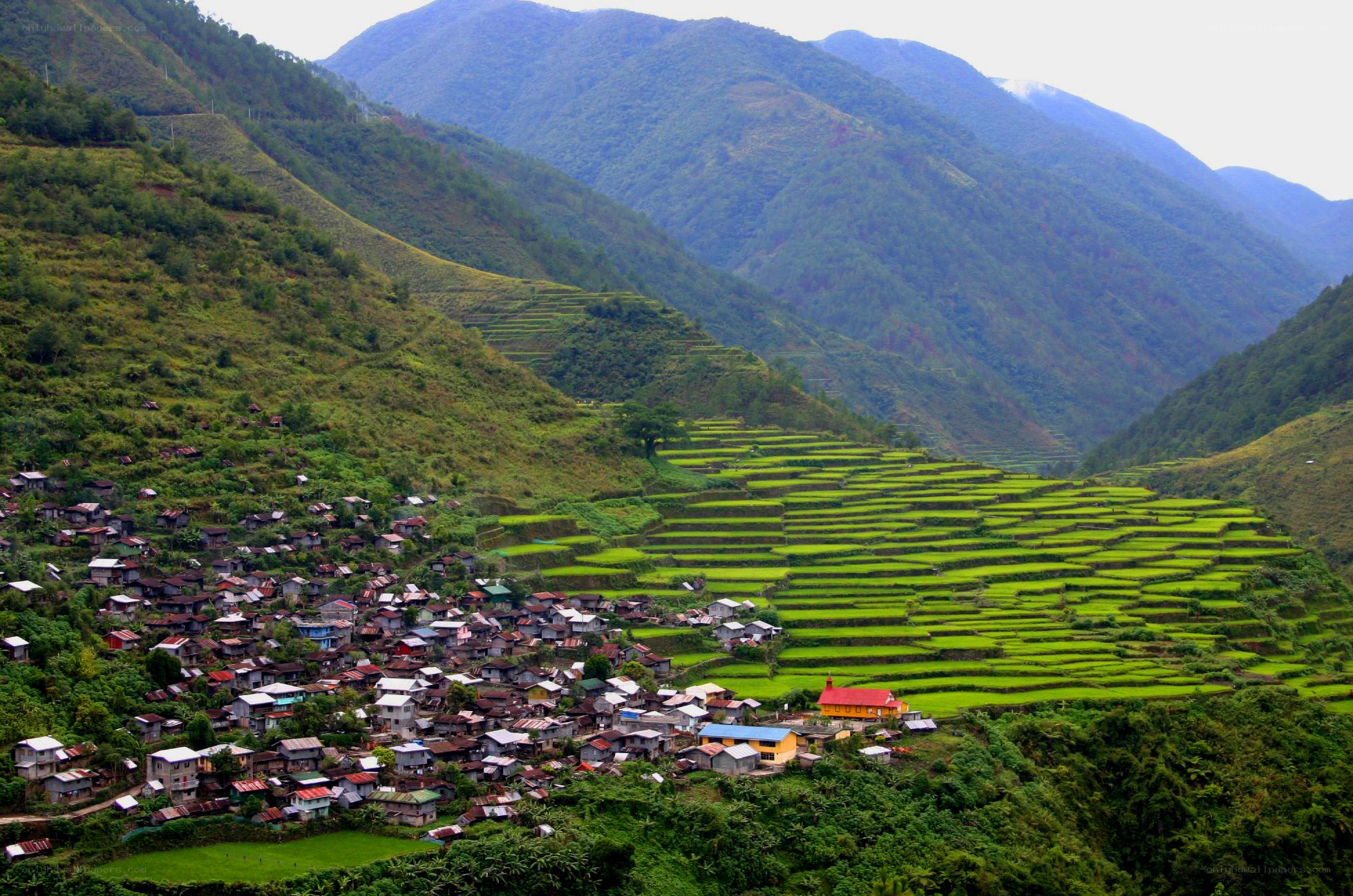 Village in mountainous valley