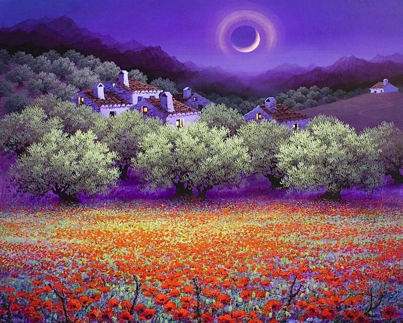 Village in Poppy Field