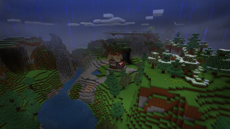 Village in Rainy Landscape
