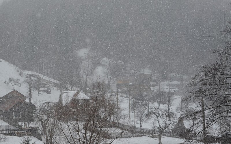 Village in Snowstorm