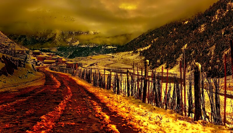 Village in Snowy Valley