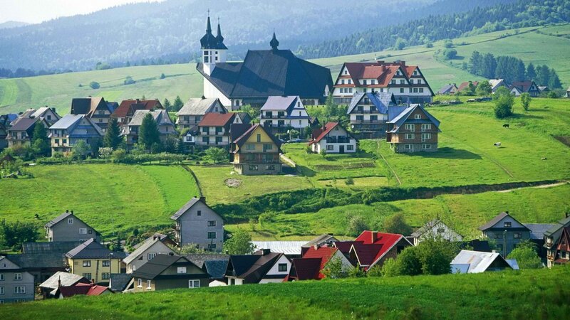 Village in the green hills