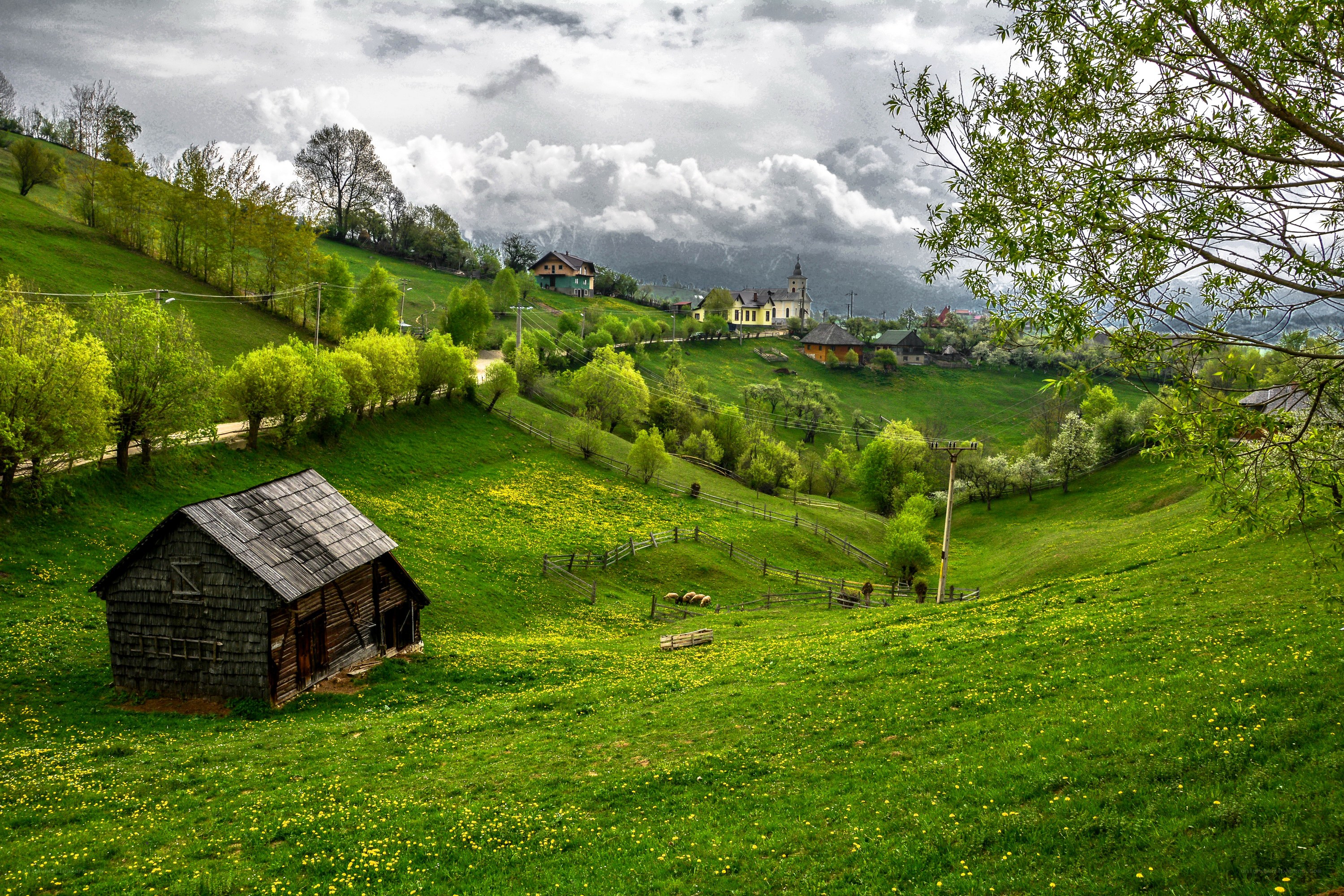 Village in the green hills