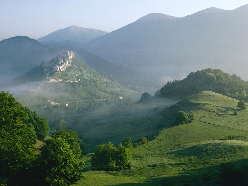 Village in the misty mountains