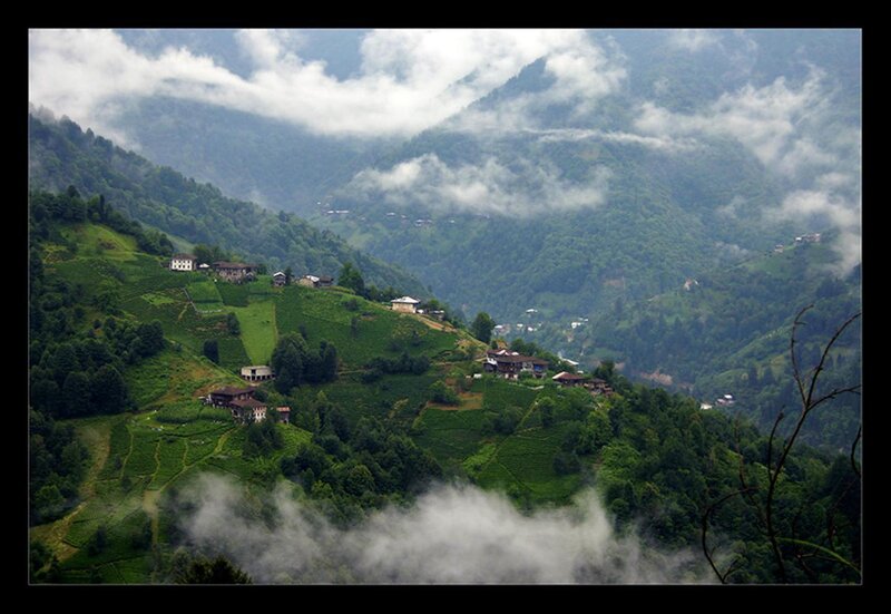 Village in the misty mountains